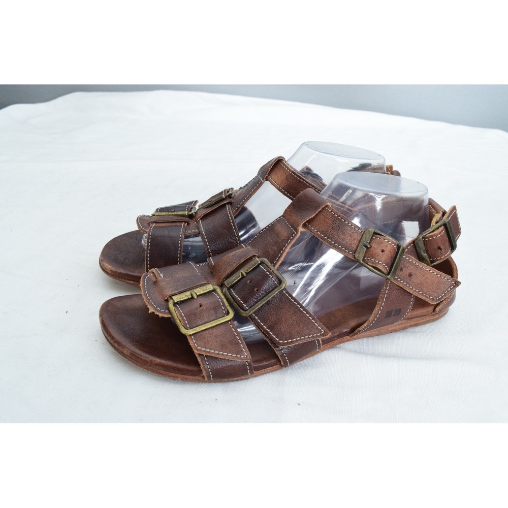Bed Stu Sandals 9 Brown Leather Gladiator Buckle Strappy Flat Boho Fisherman